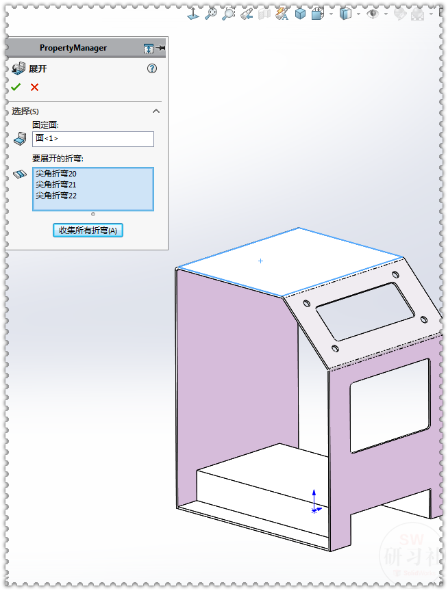 用SolidWorks把立方體轉換成鈑金機箱25.png 用SolidWorks把立方體轉換成鈑金機箱25.png